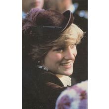 Princess Diana Lavish Purple Hat at Brecon Royal Wedding Postcard