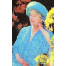 Queen Mother 80th Royal Birthday Garden Blue Dress Photo Portrait Postcard