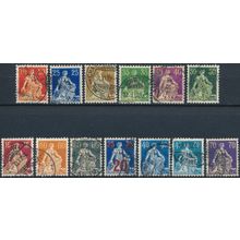 Helvetia: 13 Values - Switzerland 1908 - Used Hinged