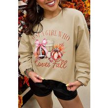 Parchment Just a Girl Who Loves Fall Printed Sweatshirt