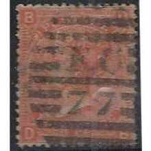 1867 SG94 4d Vermillion Plate 9 Good+ Used Letters "DB".