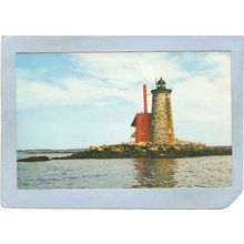 NH Portsmouth Lighthouse Postcard Whaleback Light lighthouse_box2~684