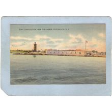 NH Portsmouth Lighthouse Postcard Lighthouse w/Fort Constitution lighthous~683