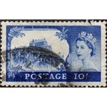 1955-58 Castles 10/-d Value. Wm 165 EiiR St Edwards Crown. Fine Used