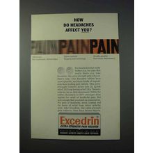 1963 Excedrin Medicine Ad - Headaches Affect You?