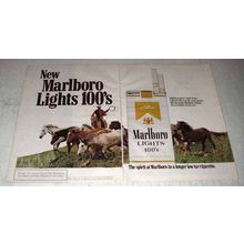 1978 Marlboro Lights 100's Cigarettes Ad - Marlboro Man