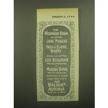 1946 The Waldorf-Astoria Hotel Ad - The Wedgwood Room at supper Jane Pickens