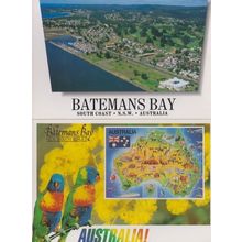 Batemans Bay Parrot Budgie Aerial 2x Australian Map Postcard