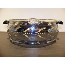 Glasbake Casserole w/ Aluminum Carrier #55 Art Deco 1930's