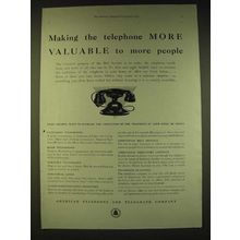 1933 American Telephone and Telegraph Company Ad - Making telephone valuable