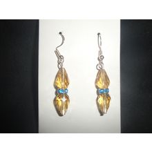 four clear pinapple yellow & turquoise crystal earrings