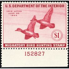RW10, Mint XF NH $1 Duck Stamp With PL# - Stuart Katz