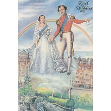 Queen Victoria Royal Wedding in 1840 Albert Rainbow Train Postcard