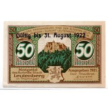 1921 Germany Leutenberg Notgeld 50 Pfennig Note (1420)