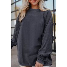 Dark Grey Ribbed Corded Oversized Sweatshirt