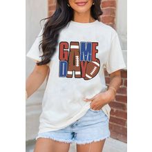 White GAME DAY Football Letter Graphic T Shirt
