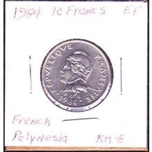 1984 French Polynesia 10 Francs Coin