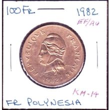 1982 French Polynesia 100 Francs Coin