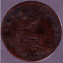 1893 Great Britain 1 Half Penny Coin