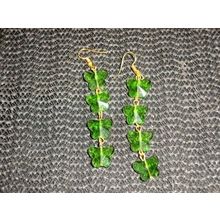 Eight beautiful green colour crystal glass butterfly long drop earrings