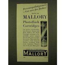 1956 Mallory Photoflash Cartridges Ad - Sure-Fire