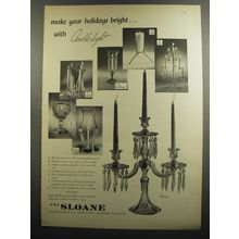 1952 W&J Sloane Candle Holders Ad - Make your holidays bright with Candle-light