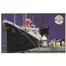 Southampton Docks Night Shift Activity Liner Ship Postcard