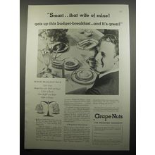 1933 Grape-Nuts Cereal Ad - Smart.. that wife of mine!