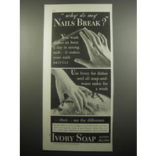 1933 Ivory Soap Ad - Why do my nails break?
