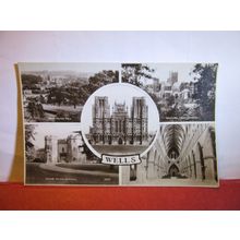 multiview, WELLS, SOMERSET used vintage postcard RP by Sweetman #