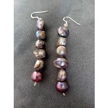 Coloured Pearls Baroque Beads Silver Drop Earrings