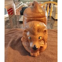 Old Vintage Original Cookie Jar Brown Crouching Lion 10 1/2" Tall 1950's