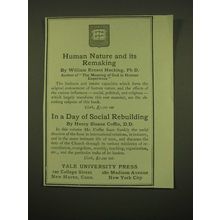 1918 Yale University Press Ad - Human Nature and its remaking