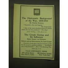 1918 Yale University Press Ad - The diplomatic background of the war, 1870-1914