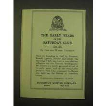 1918 Houghton Mifflin Company Ad - The early years of the Saturday Club