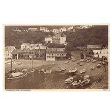 CLOVELLY FROM THE HARBOUR, DEVON used vintage postcard 1960s by Photochrom =