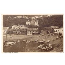 CLOVELLY FROM THE HARBOUR, DEVON used vintage postcard 1960s by Photochrom /