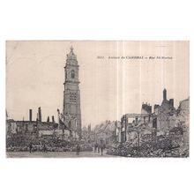 WW1 ruins, CAMBRAI, FRANCE used antique postcard. 1920 postmark (a)