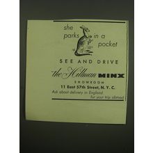1949 Hillman Minx Car Ad - She parks in a pocket
