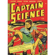 Captain Science 1950s Comic Book Space Moon Cat Pirates Postcard