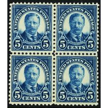 557, Mint VF NH 5¢ Block of Four Stamps CV $140.00 - Stuart Katz