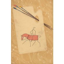 German Stick Man Hangman Red Striped Horse Artist Easel Old Postcard