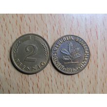 1963j 2 Pfennig Germany Coin
