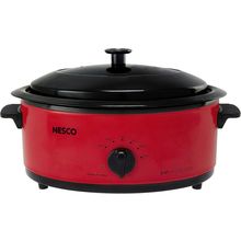 NESCO 4816-12, Roaster Oven with Porcelain Cookwell, Red, 6 Quart, 750 Watts