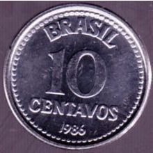 1986 Brazil 10 Centavos Coin