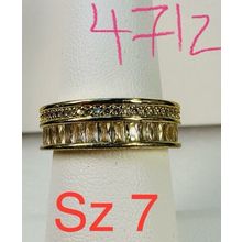 Ring Bomb Party Sz7 RBP Full Wrap Flush Gems Yellow Gold P Band Costume Jewelry