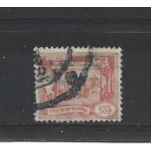 Burma.SG145 30p Elephant hauling log (Red).Fine Used.Jul25f