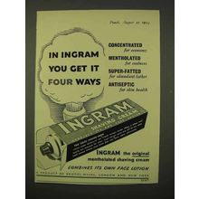 1954 Ingram Shaving Cream Ad - You Get It Four Ways