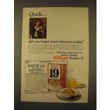 1976 Kellogg's Product 19 Cereal Ad - Vitamins Today