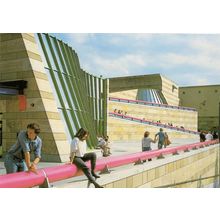 Neue Staatsgalerie Stuttgart German Construction Roof Visitors Rare Postcard